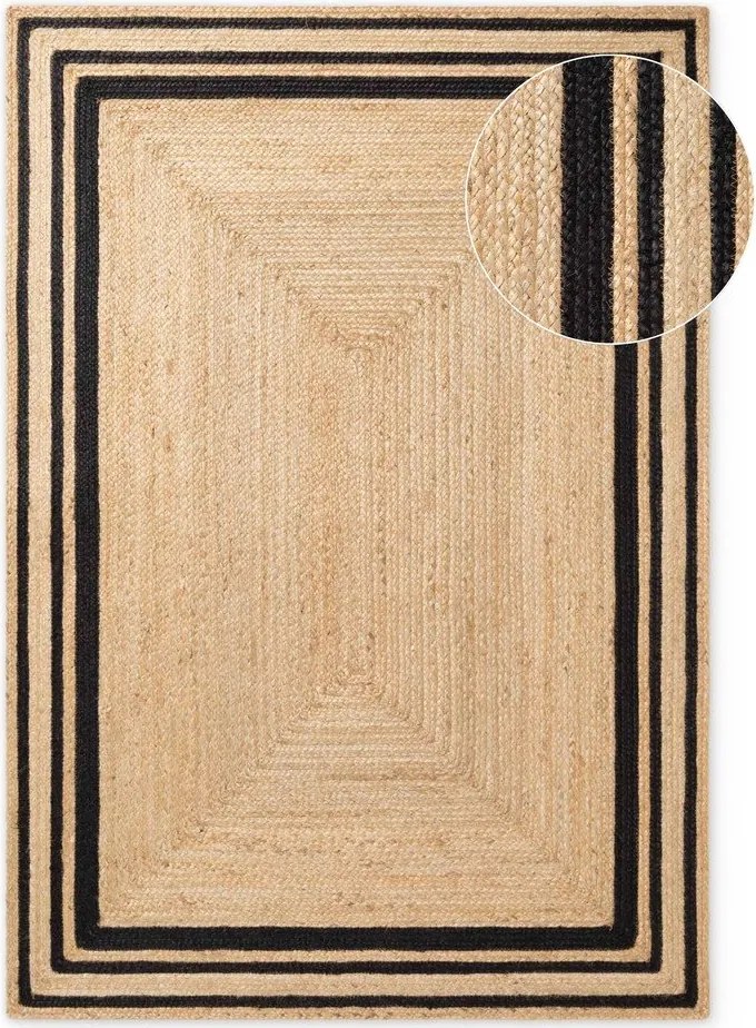 Fekete-natúr színű kétoldalas-kézi szövésű juta szőnyeg 160x230 cm Jutta – Hanse Home