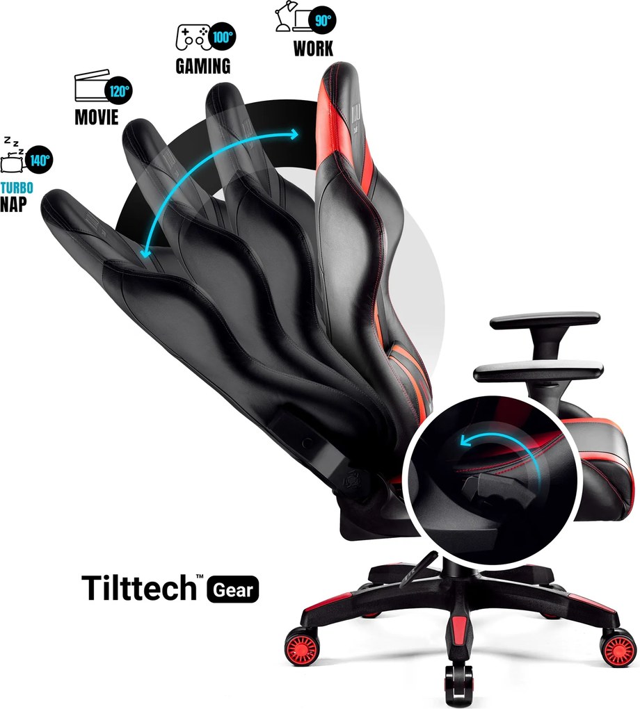 Gamer szék műbőr Small Size, fekete-piros: Diablo X-Horn 2.0