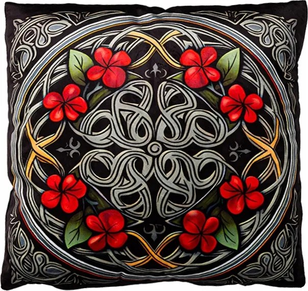 Párnahuzat 40x40 cipzáras velúrral Virágkompozíció