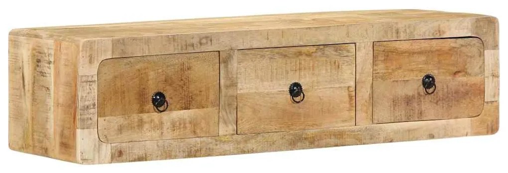 tömör nyers mangófa falra szerelhető TV-szekrény 100x32x25 cm