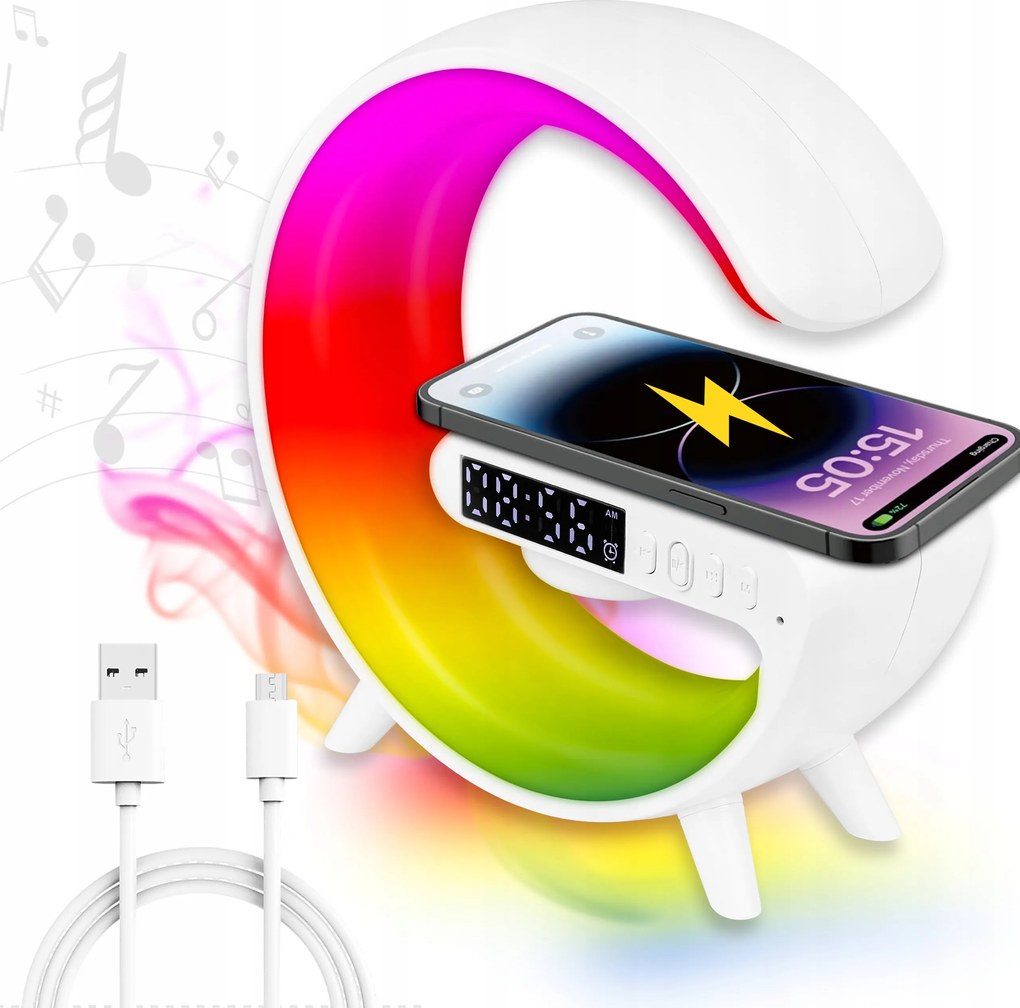 Éjszakai Lámpa Gyerekeknek Bluetooth Hangszóróval, Ébresztőórával, Rádióval És Töltővel