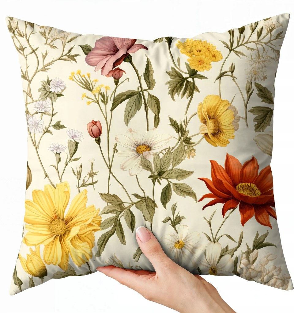 Párnahuzat 40x40 dekoratív boglárka mintás párnahuzat virágos