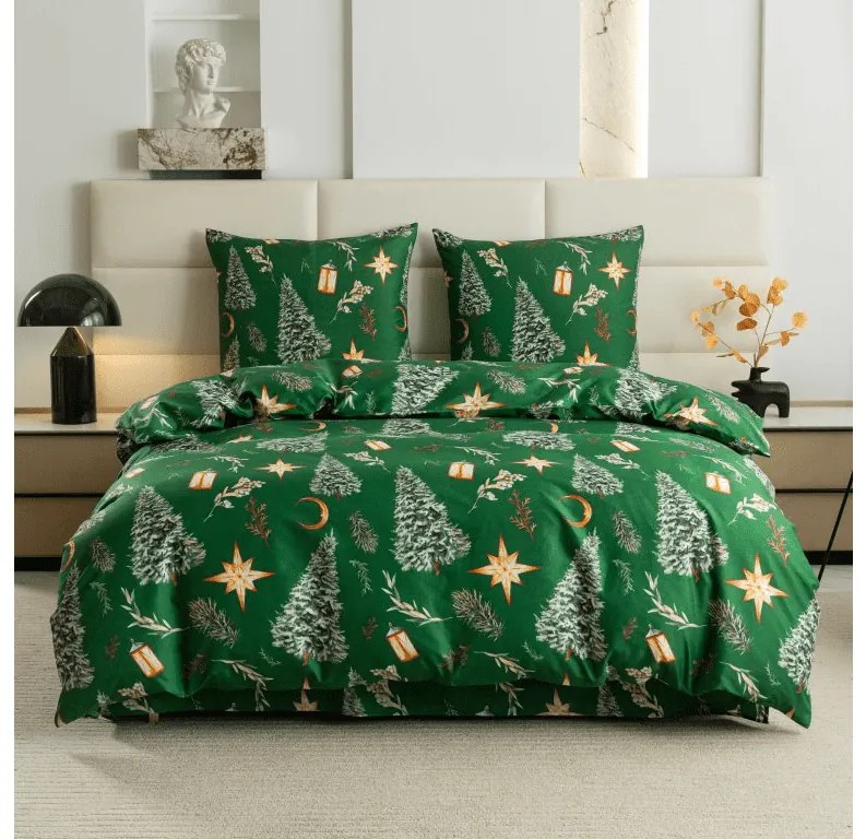 Mikroszálas ágyneműhuzat GREEN CHRISTMAS zöld Ágyneműhuzat mérete: 2 db 70 x 90 cm | 200 x 220 cm