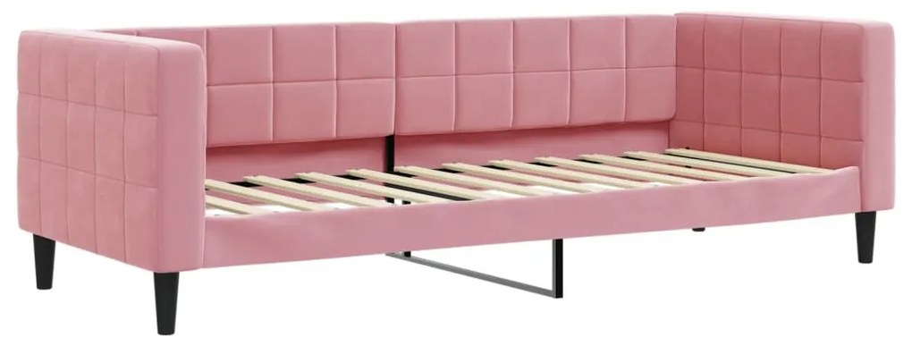 rózsaszín kihúzható bársony heverő 80 x 200 cm