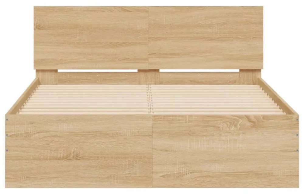 sonoma tölgy színű ágykeret fejtámlával 120 x 200 cm