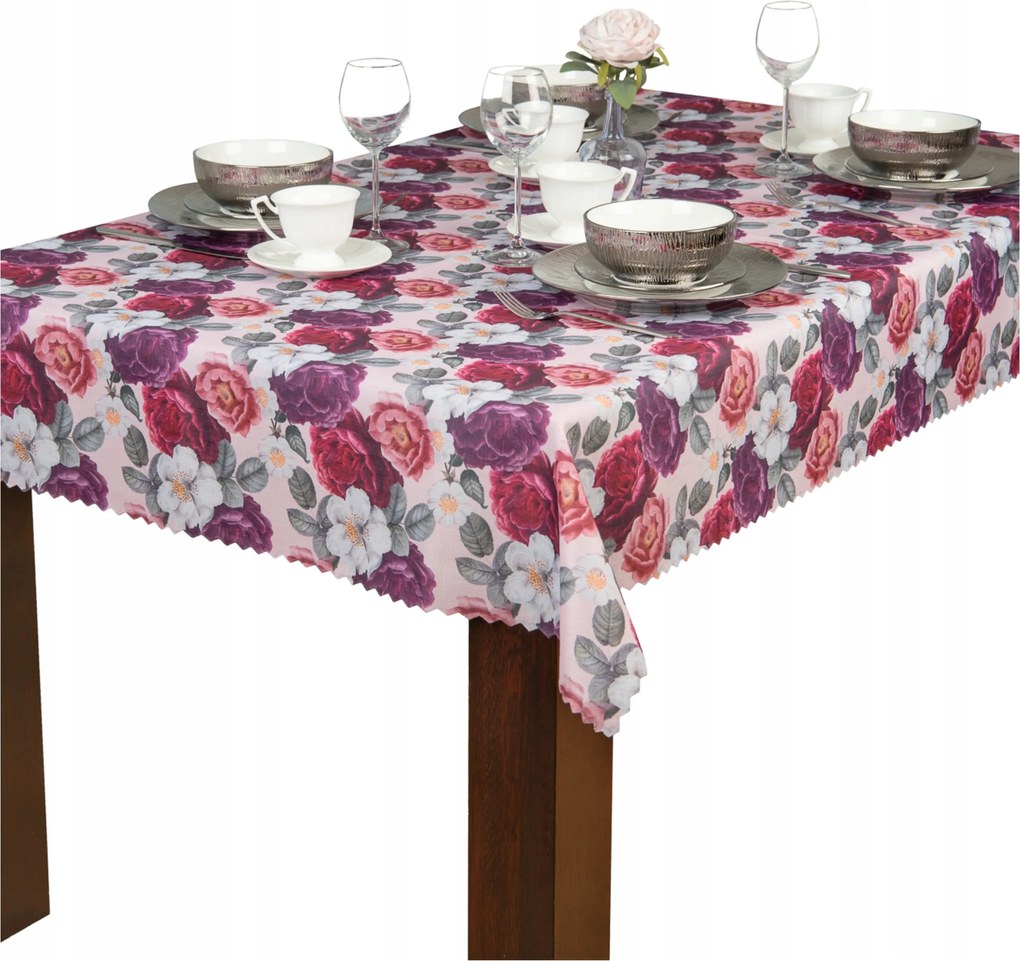 Abrosz foltálló egész évben 120x180 Lengyel virágok rózsaszín alapon Nr72