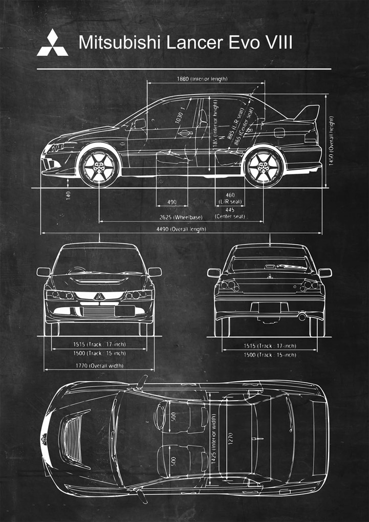 Poszter Mitsubishi Lancer Evo VIII Retro Patent