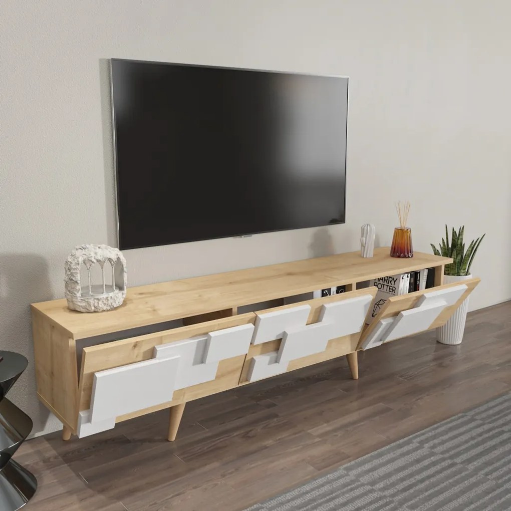 3 D - Oak, White