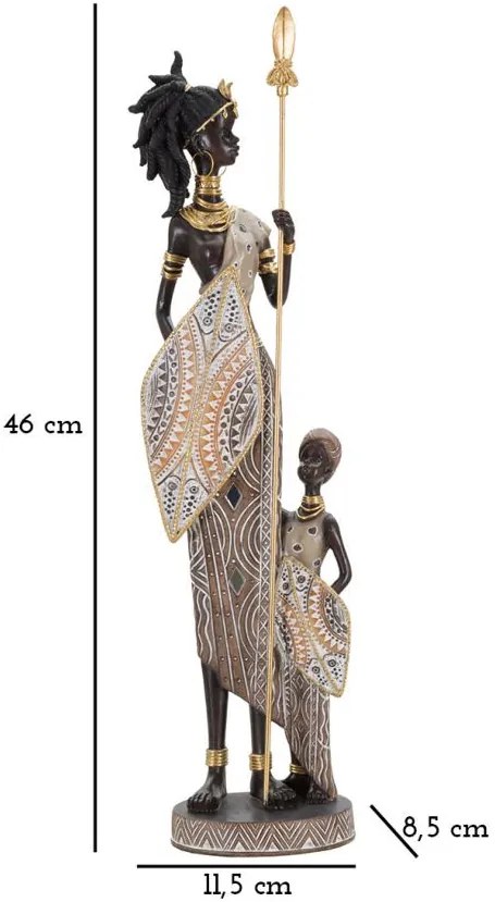 Törzsi masai fiával 11,5x8,5x46 cm