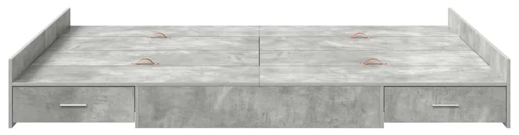 Ágykeret tárolóval fiókkal Beton szürke 160 x 200 cm Faanyag
