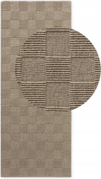 Futószőnyeg gyapjú 80x200cm, bézs kézzel szőtt, egyszínű