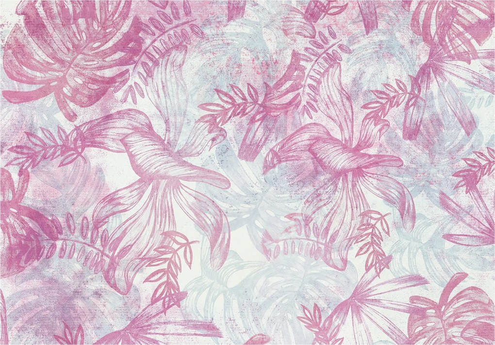 Fotótapéta Trópusi levelek monstery akvarellek fehér alapon 520x318 +ragasztó