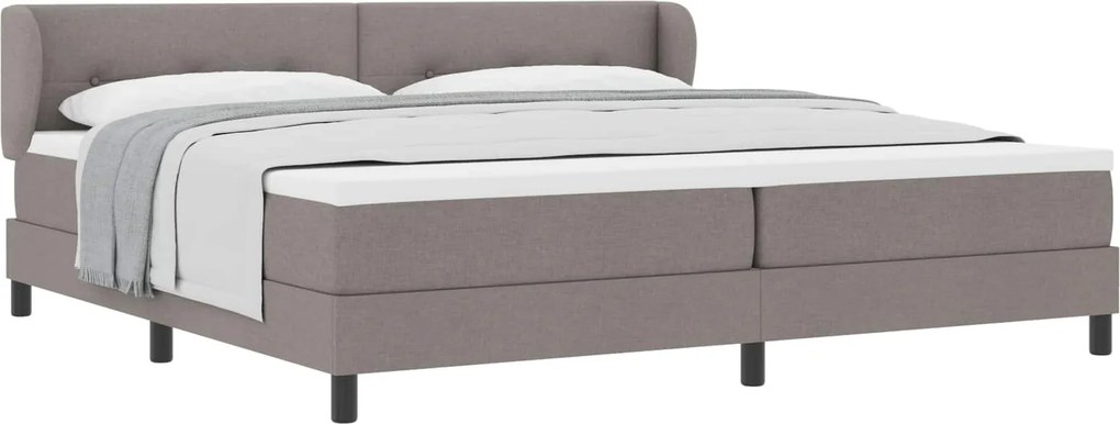 vidaXL Boxrugós ágy matracmal fejtámlával Tópszínű 200 x 200 cm szövet