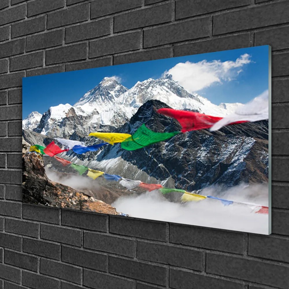 Üvegkép falra hegyi táj 120x60cm