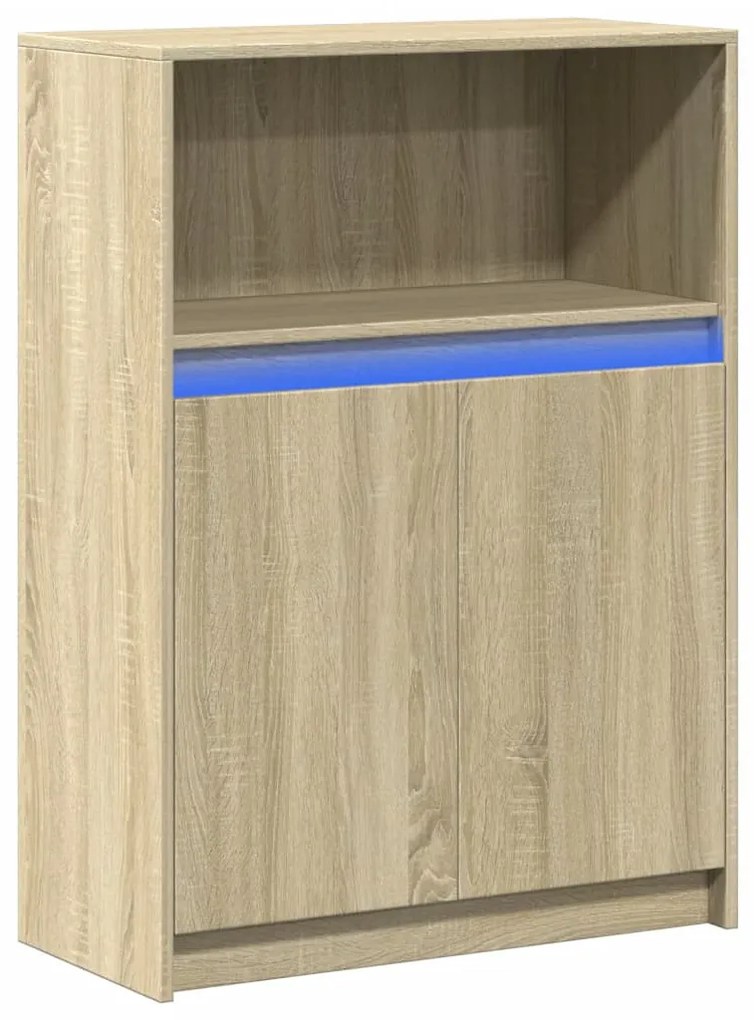 sonoma tölgy szerelt fa tálalószekrény LED-del 72 x 34 x 100 cm