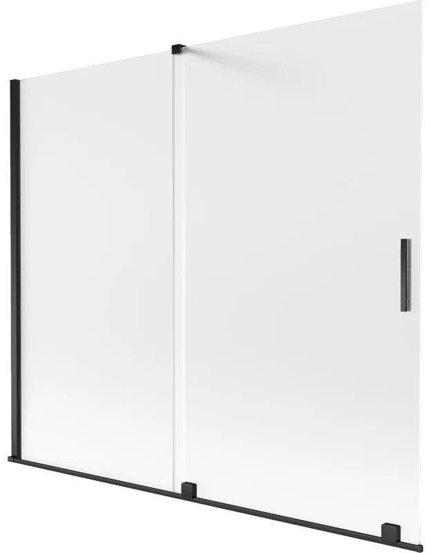 Mexen Velar, 2 szárnyas eltolható kádparaván 180 x 150 cm, 8 mm-es mattüveg, fekete matt, 896-180-000-31-70