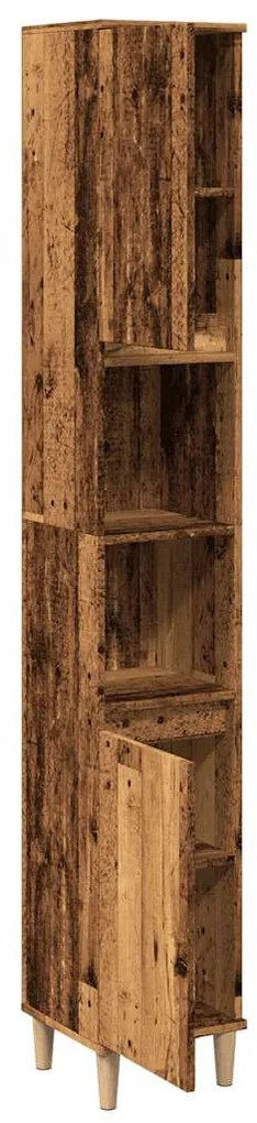 antik fa színű szerelt fa fürdőszobaszekrény 30 x 30 x 190 cm