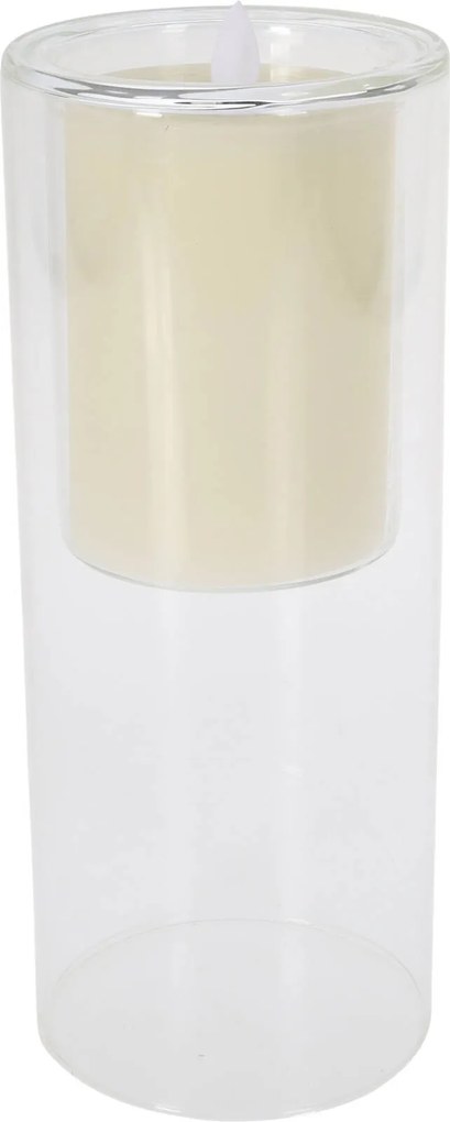 Led Gyertya fehér üvegben, üvegtartóban Ø10x25, 2x Aa elemmel működik