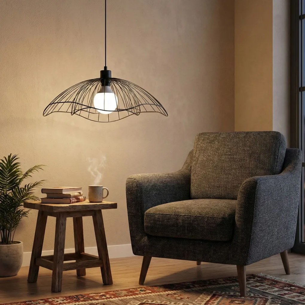 Farac 6380 fekete fém függőlámpa, Ø50 cm