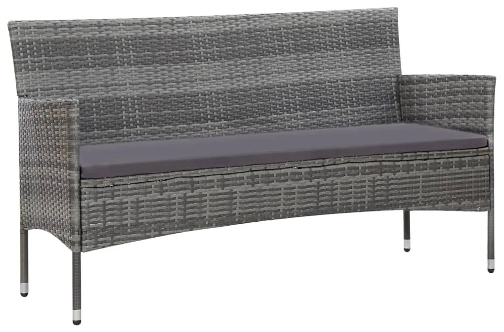 4 részes szürke polyrattan kerti ülőgarnitúra párnákkal