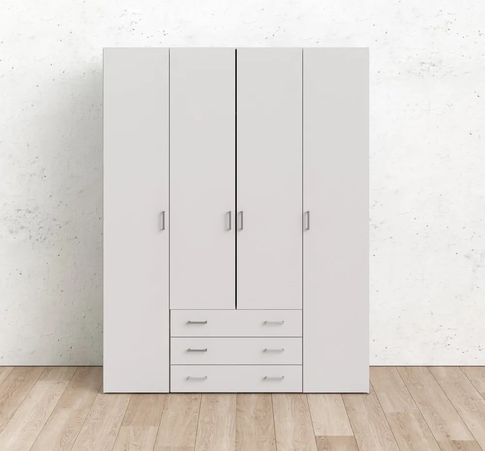 Fehér ruhásszekrény 154x200 cm Space – Tvilum