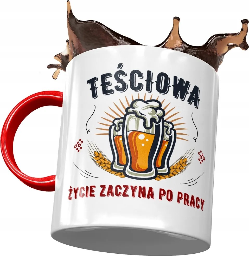 Piros bögre anyósnak, fényképes nyomott mintás ajándék