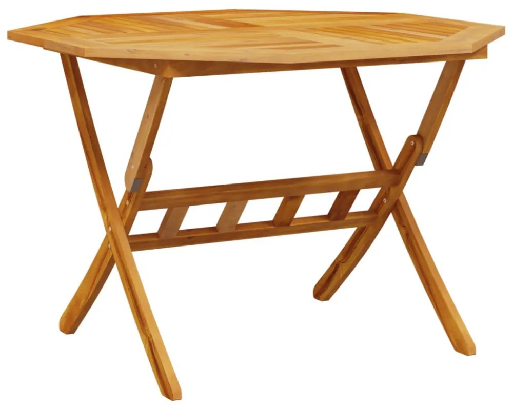 tömör akácfa összecsukható kerti asztal Ø110x75 cm