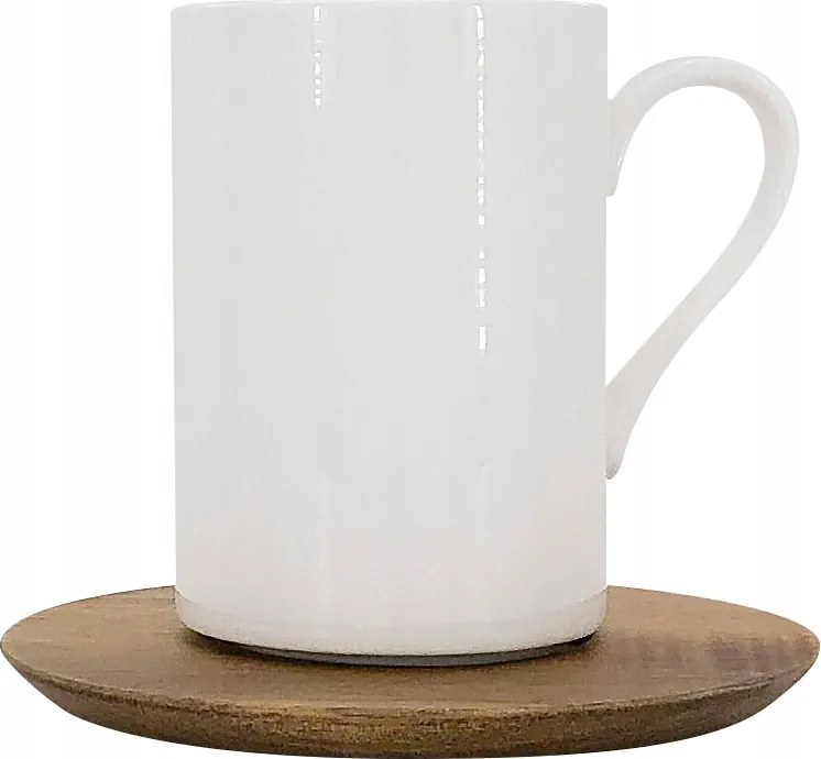 Pipás bögre, 400ml, fa csészealjjal