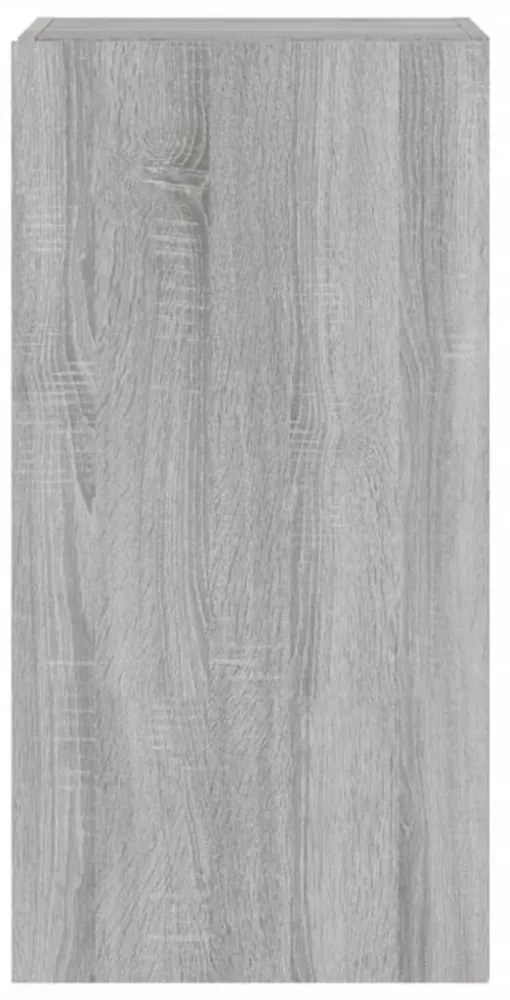 szürke sonoma színű fali TV-szekrény LED-ekkel 40,5x35x80 cm