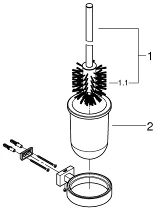 GROHE 40513DC1 - ESSENTIALS CUBE WC-tisztító készlet, rozsdamentes acél
