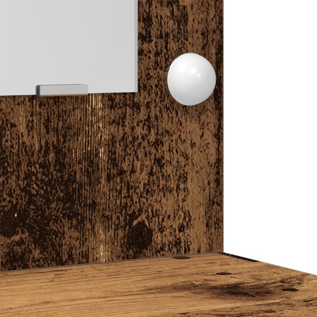 LED világítással ellátott sminktükör Öreg fa 78,5x41x135 cm