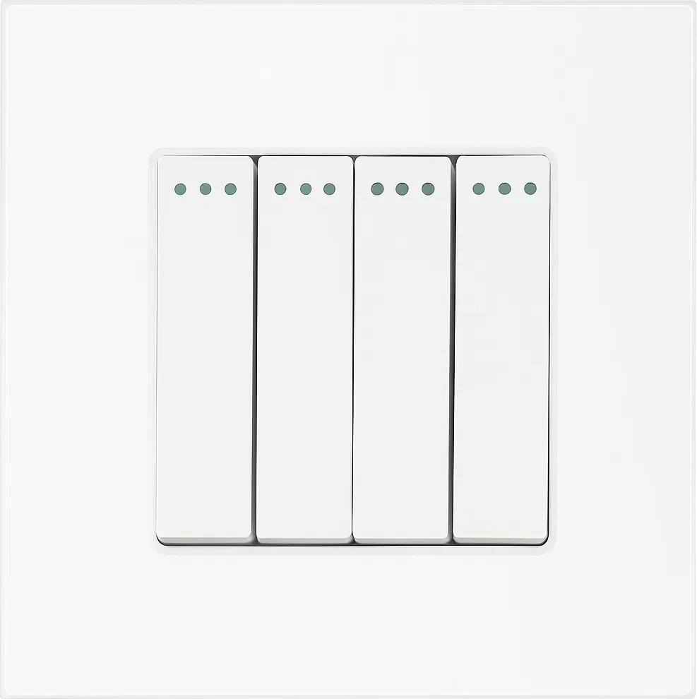 Fénykapcsoló 4G1W Négyes Mechanikus Üveg Keret FI60 Fehér