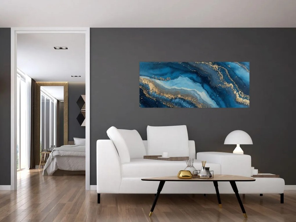 Kép - Kék márvány absztrakció (120x50 cm)