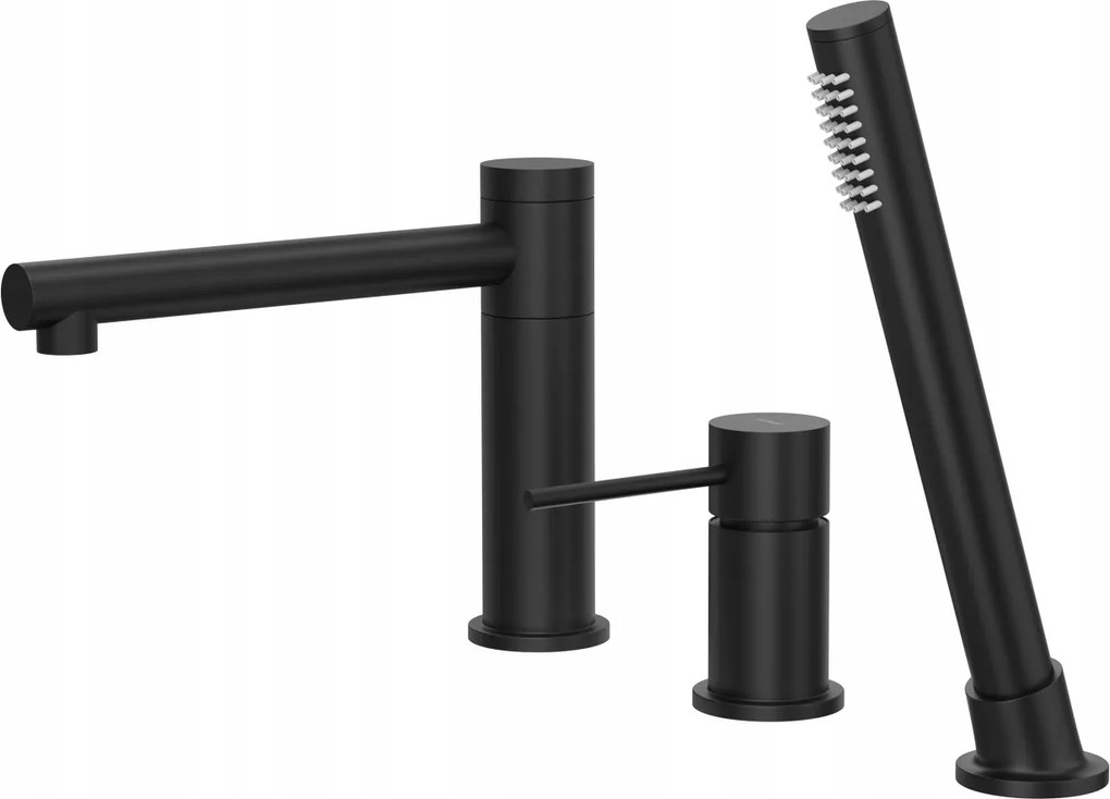 Kádtöltő csaptelep 3 lyukú Corsan CMB7542BL Lugo fekete kifolyócsővel és fülhallgatóval