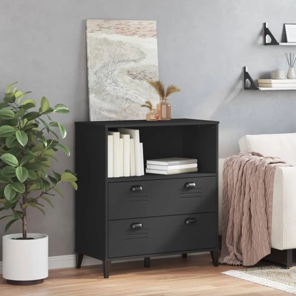 VIKEN fekete szerelt fa könyvszekrény 80 x 40 x 90 cm