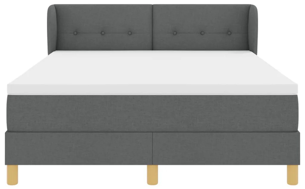 Boxspring Ágy Matraceval - Sötétszürke, 140x200 cm, Szövet