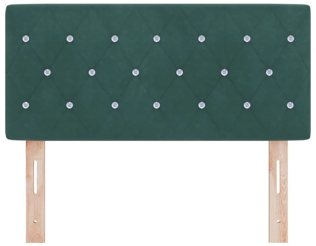 Fejtámla Kristálygombos Kárpitozott Sötét Zöld 90 cm Bársony