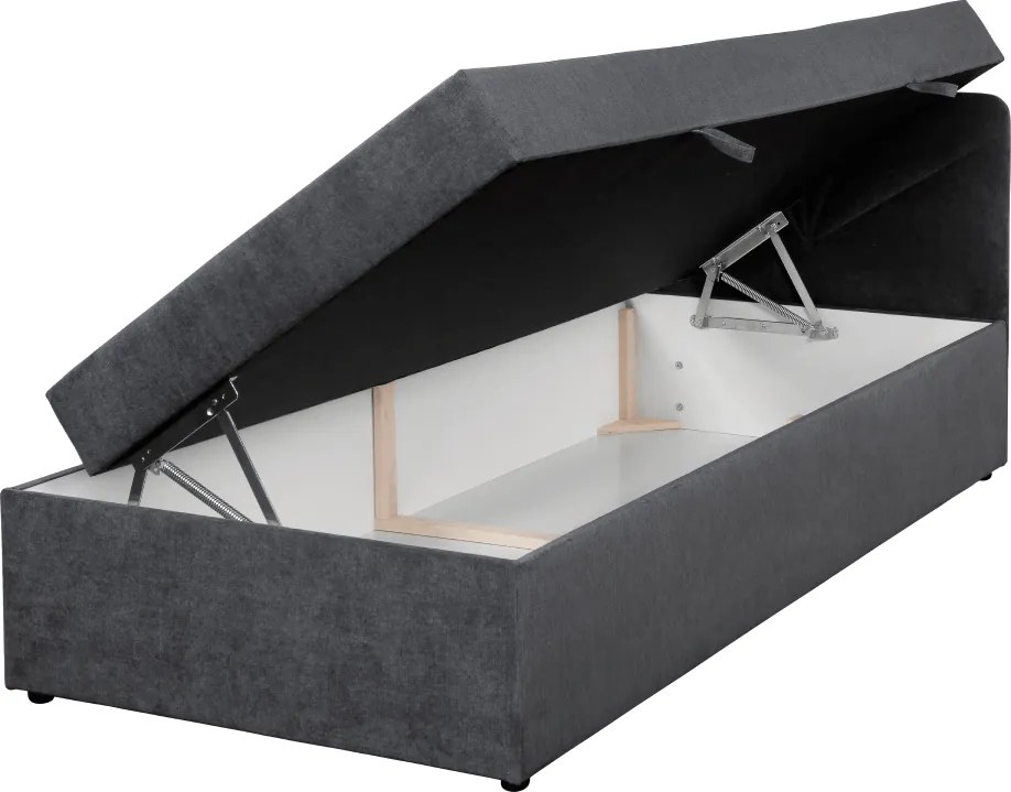 Boxspring ágy, egyszemélyes, szürke, 90x200, univerzális, SUPA