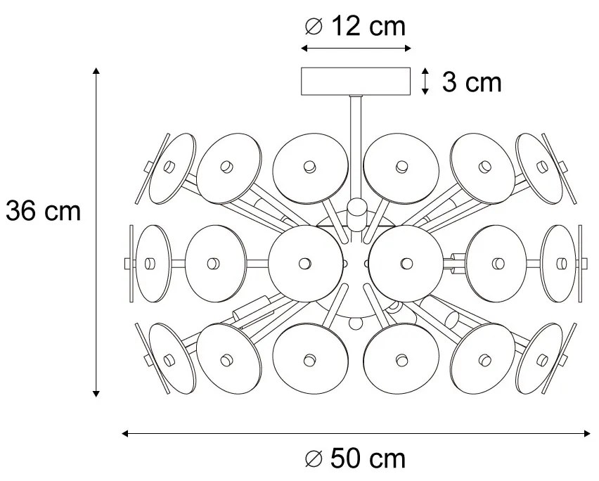 Art Deco mennyezeti lámpa fekete füstüveggel - Atomic