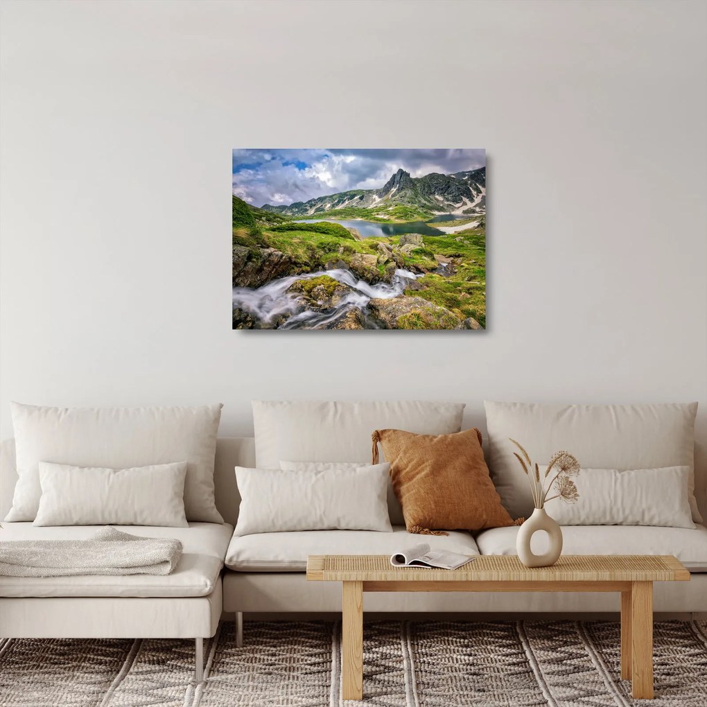 Üveg kép - Kilátás a Rila hegyre (70x50 cm)