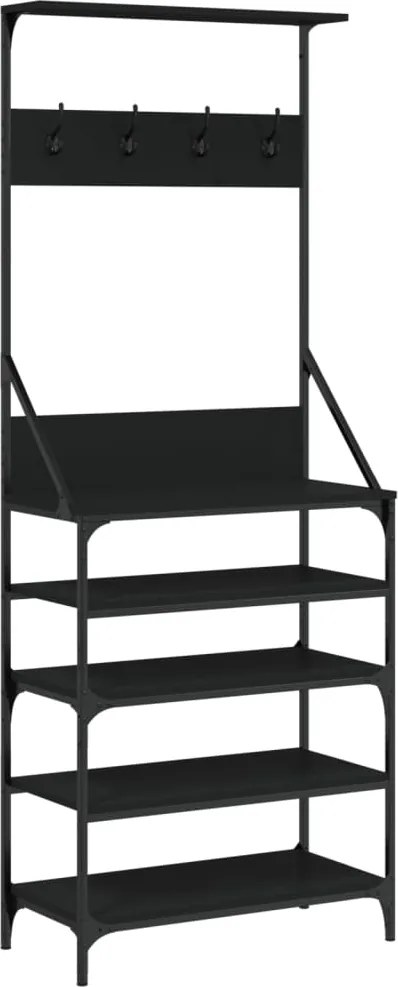 vidaXL fekete ruhafogas cipőpolccal 70x34x184 cm