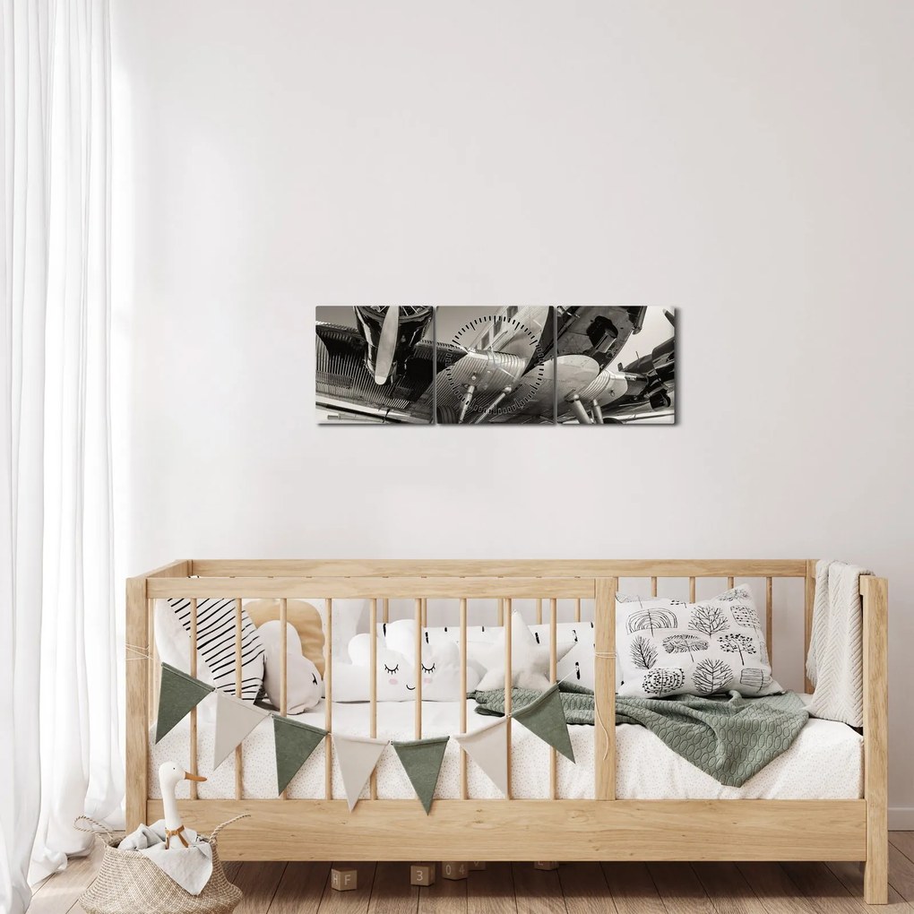 Kép - Történelmi repülőgépek (órával) (90x30 cm)
