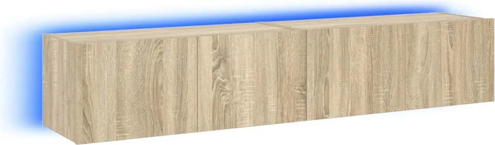 vidaXL 2 db sonoma tölgy színű fali TV-szekrény LED-del 80x35x31 cm