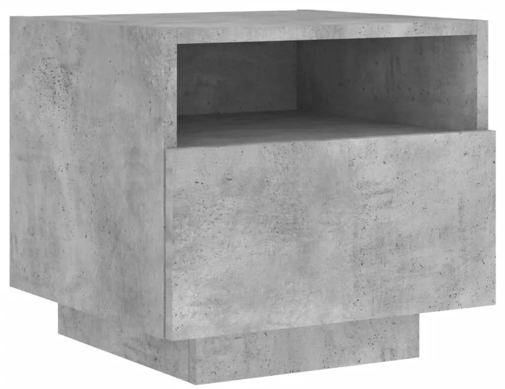 Betonszürke éjjeliszekrény LED-világítással 40 x 39 x 37 cm