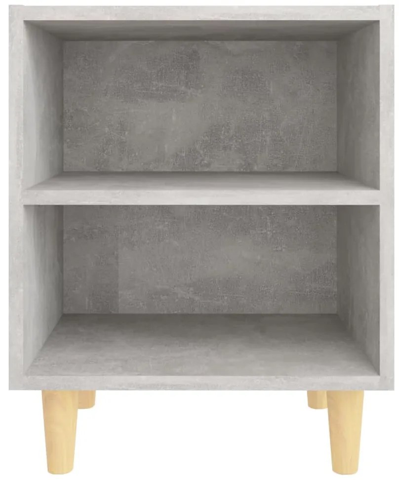Betonszürke éjjeliszekrény tömör fa lábakkal 40 x 30 x 50 cm