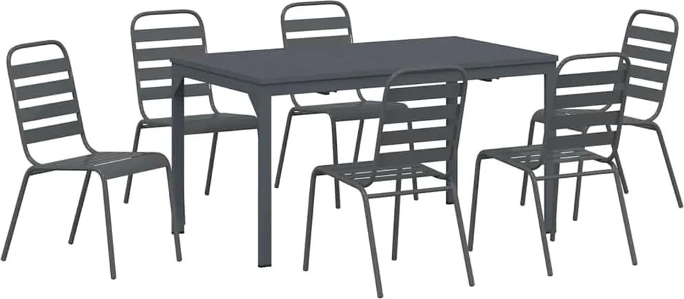 vidaXL Kert étkező szett 7 pcs Antracit Porfestett acél