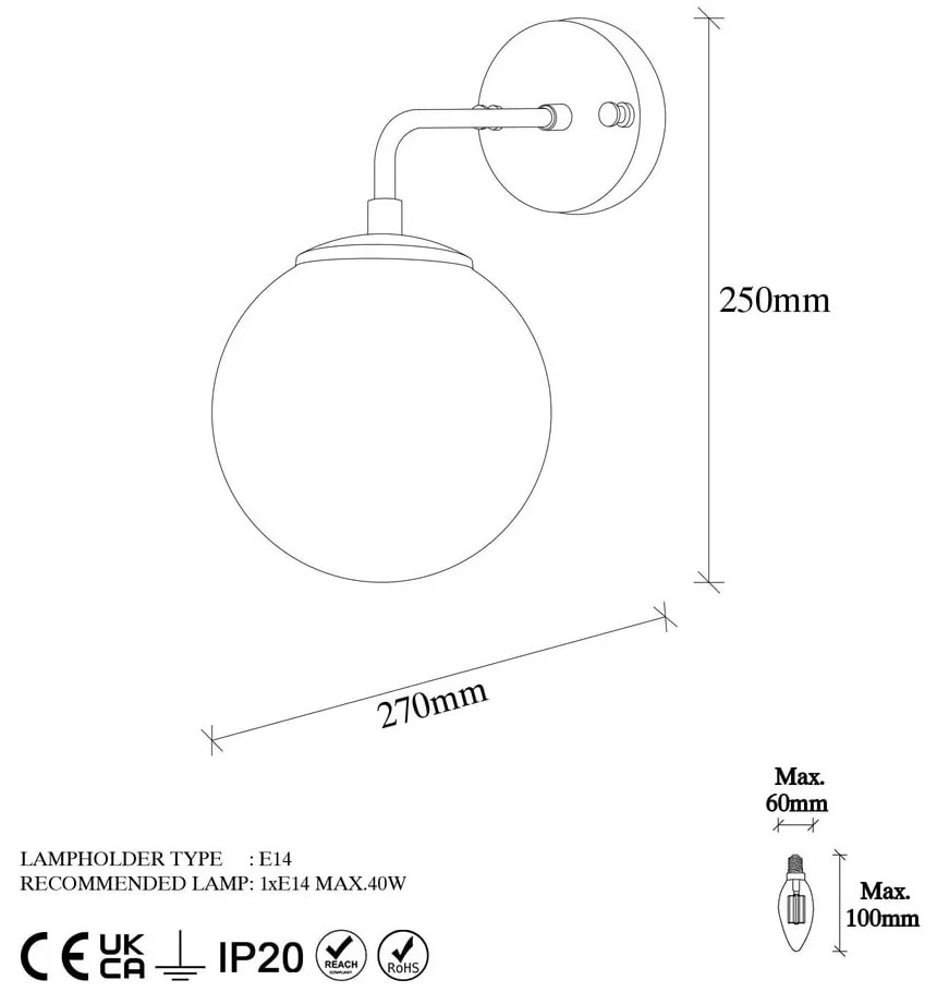 Fehér-bronzszínű fali lámpa ø 15 cm Viran – Opviq lights