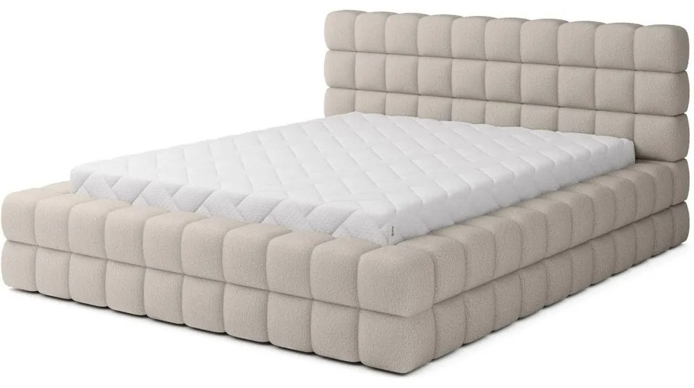 Bézs kárpitozott ágyneműtartós franciaágy ágyráccsal 140x200 cm Dizzle – ELTAP