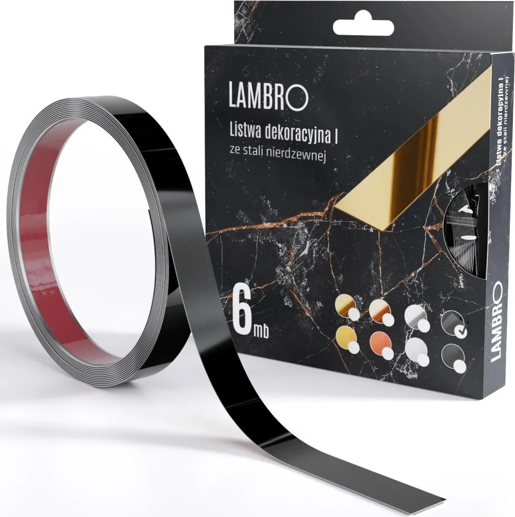 ambro öntapadós díszcsík fekete fényes 10-20mm