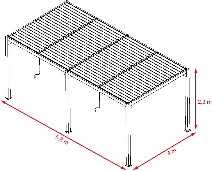 Alumínium bioklimatikus pergola lamellákkal 5.8 x 4 M